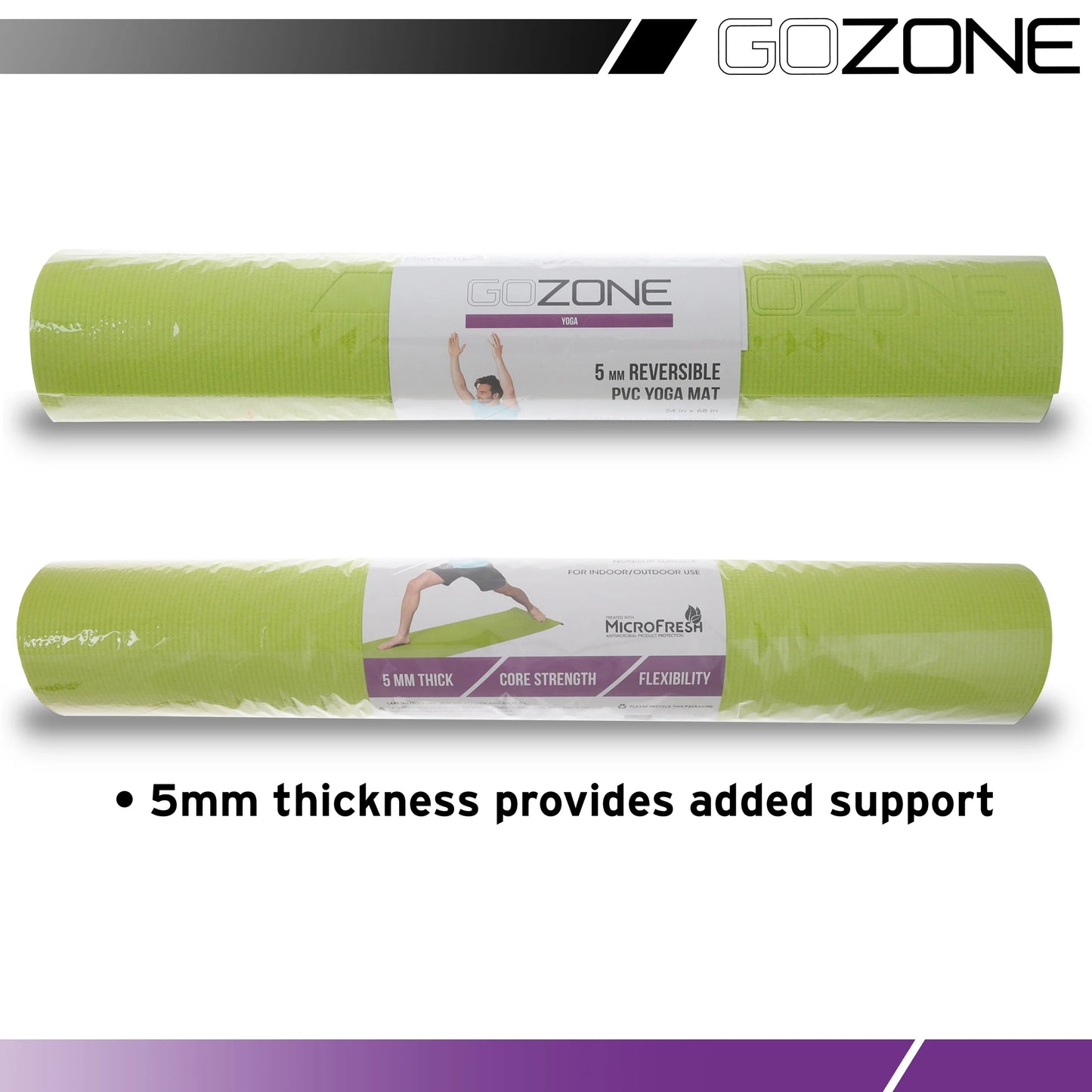 Premium Reversible Yoga Mat - 5mm Thick Non-Slip PVC in Gray and Yellow