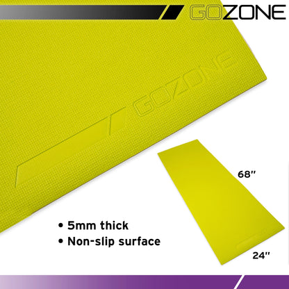Premium Reversible Yoga Mat - 5mm Thick Non-Slip PVC in Gray and Yellow