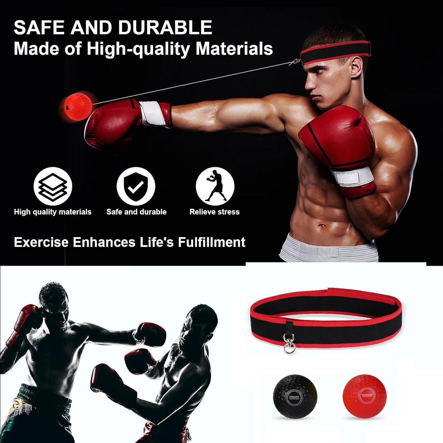 Upgraded Boxing Reflex Ball, Boxing Training Ball with Headband Perfect for Reaction, Punching Speed, Fight Skill, Fitness, Newst Boxing Equipment