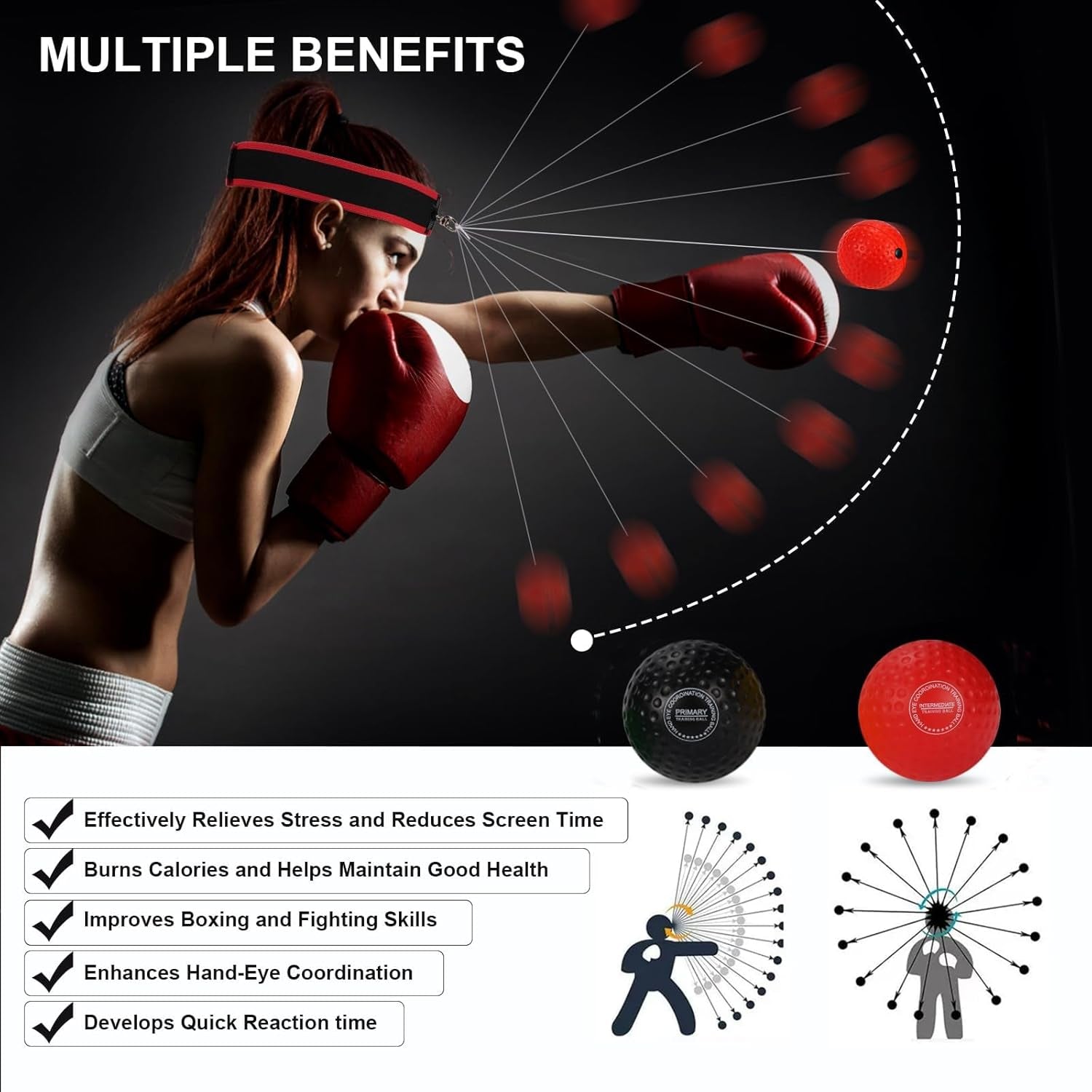 Upgraded Boxing Reflex Ball, Boxing Training Ball with Headband Perfect for Reaction, Punching Speed, Fight Skill, Fitness, Newst Boxing Equipment