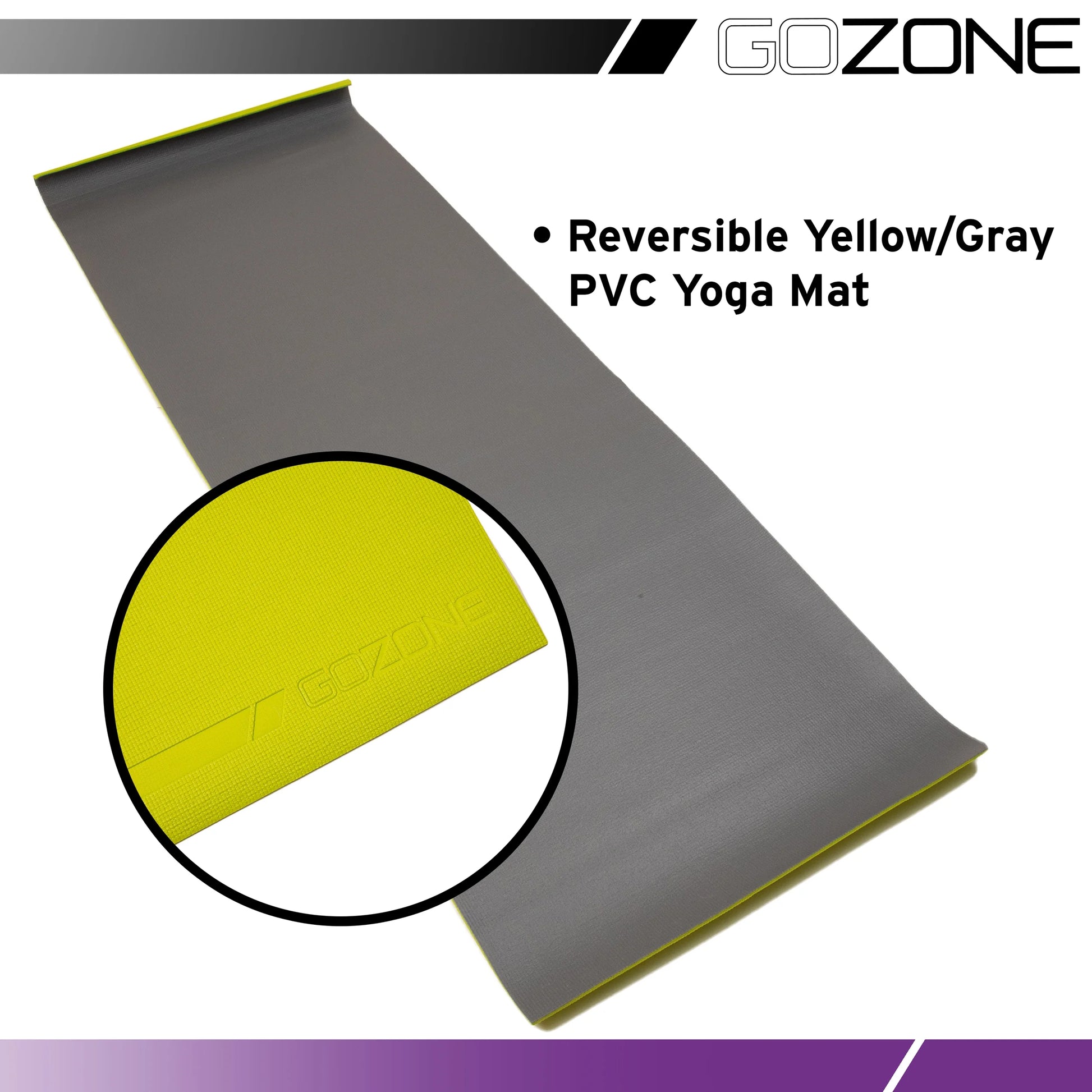 Premium Reversible Yoga Mat - 5mm Thick Non-Slip PVC in Gray and Yellow