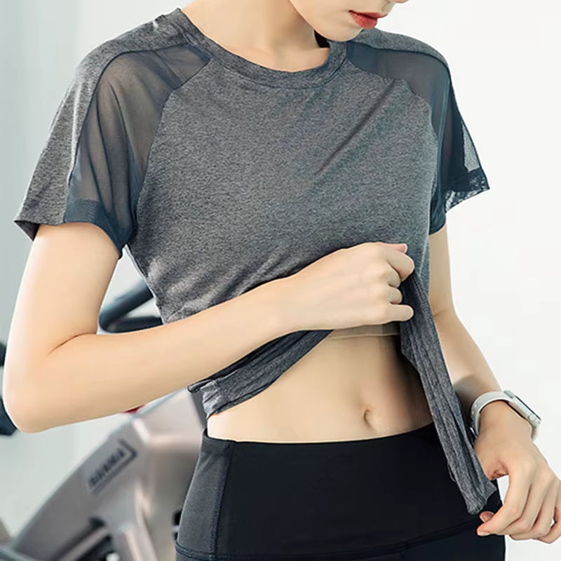 Aiithuug Short Sleeve Workout Tops for Women Stretchy Slim Fit Running Sports Shirts Dry Fit Mesh Yoga Gym Top Fit T-Shirt Mois