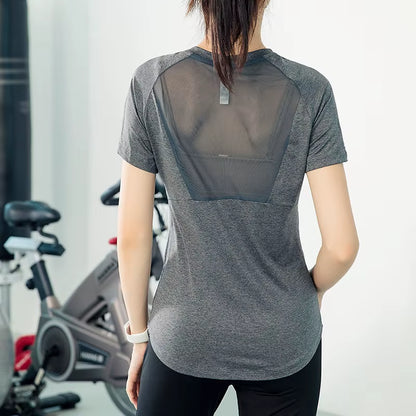 Aiithuug Short Sleeve Workout Tops for Women Stretchy Slim Fit Running Sports Shirts Dry Fit Mesh Yoga Gym Top Fit T-Shirt Mois