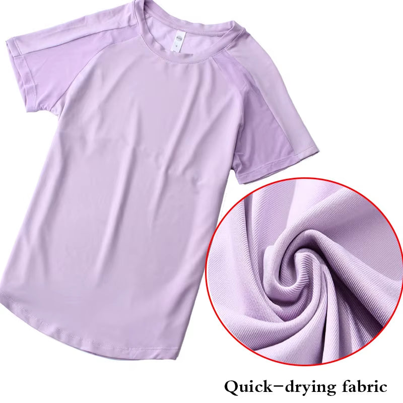 Aiithuug Short Sleeve Workout Tops for Women Stretchy Slim Fit Running Sports Shirts Dry Fit Mesh Yoga Gym Top Fit T-Shirt Mois