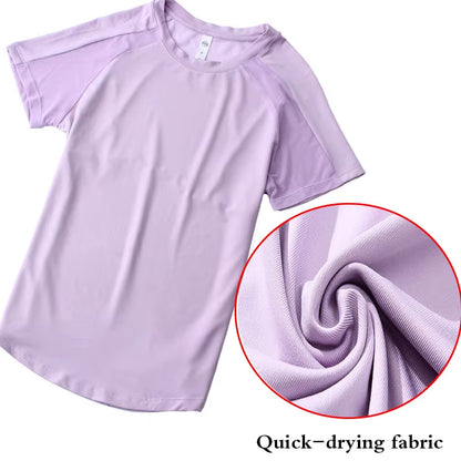Aiithuug Short Sleeve Workout Tops for Women Stretchy Slim Fit Running Sports Shirts Dry Fit Mesh Yoga Gym Top Fit T-Shirt Mois