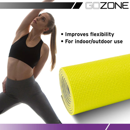 Premium Reversible Yoga Mat - 5mm Thick Non-Slip PVC in Gray and Yellow