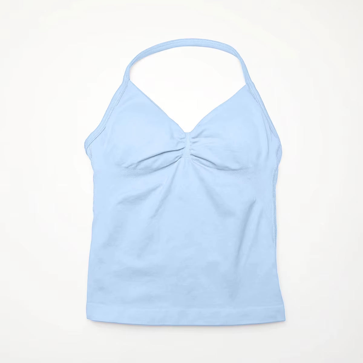 Gym Longline Strappy Top Women Seamless Yoga Tank with Removable Pads V Neck Workout Clothes Sports Running Fitness Vest