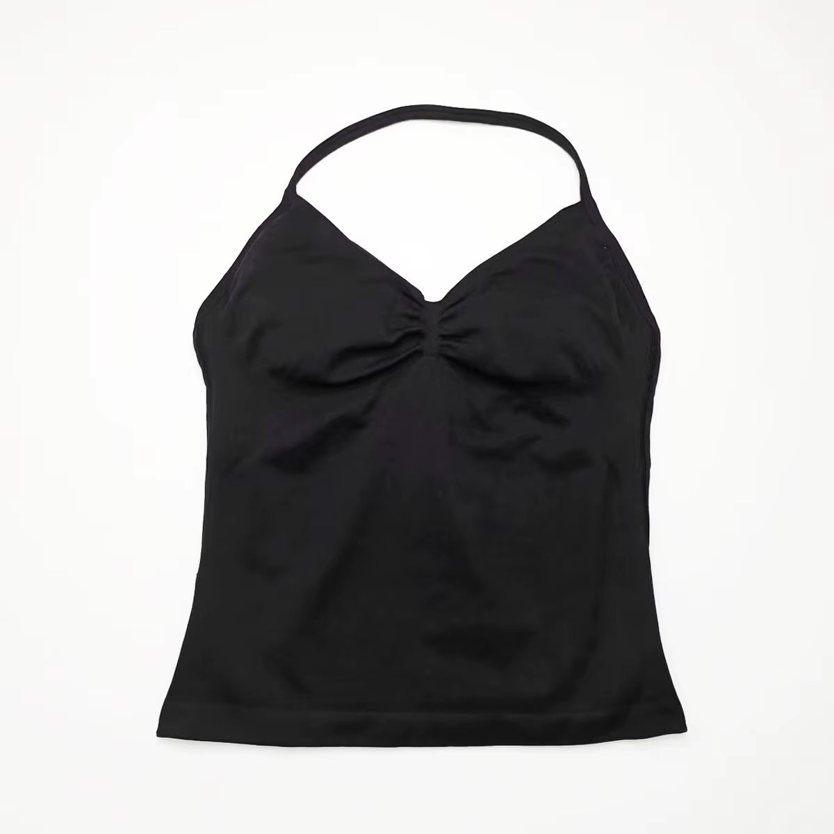 Gym Longline Strappy Top Women Seamless Yoga Tank with Removable Pads V Neck Workout Clothes Sports Running Fitness Vest